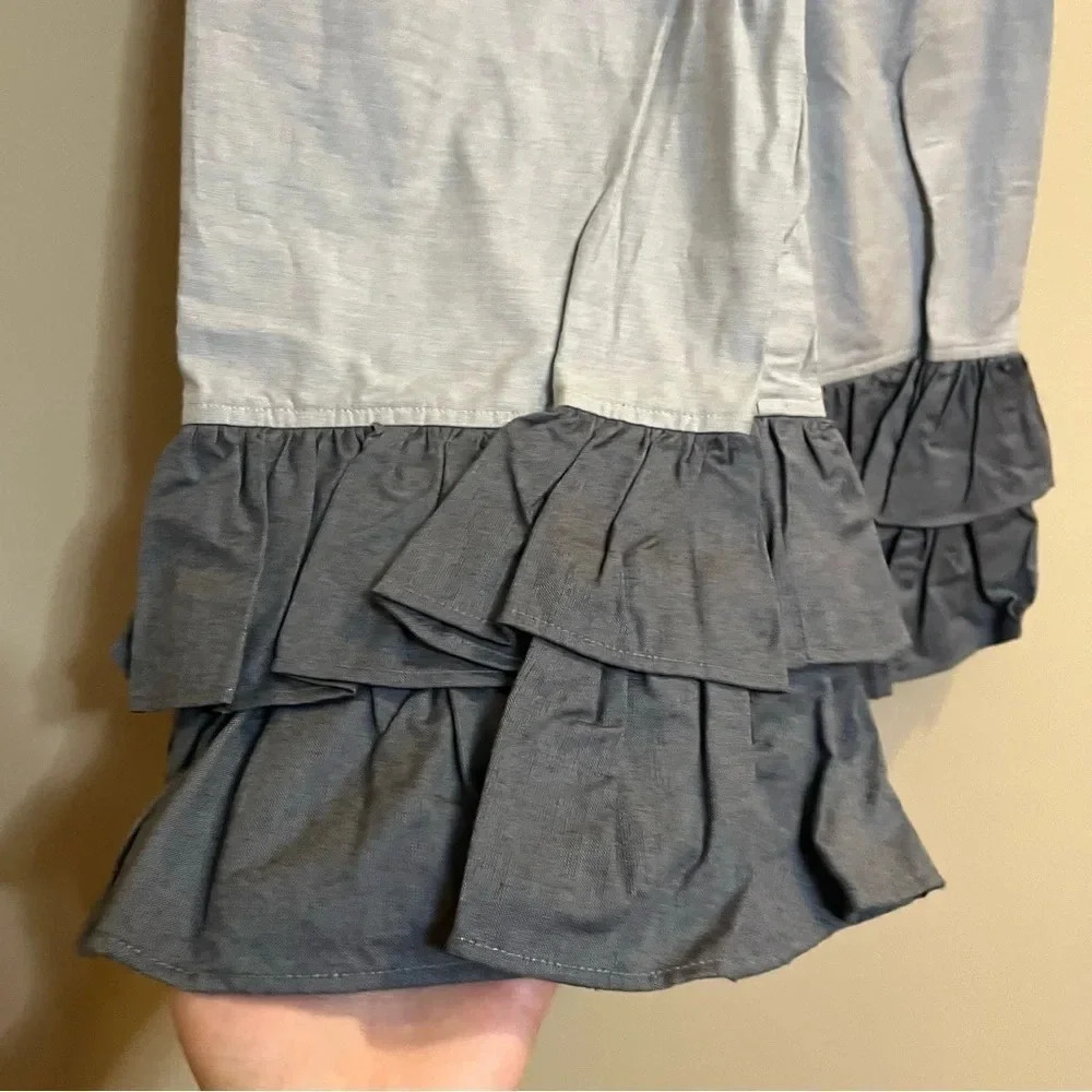 NWT Persnickety Grey Colorblock Big Ruffle Pants Girls sz 8 - Picture 2 of 9